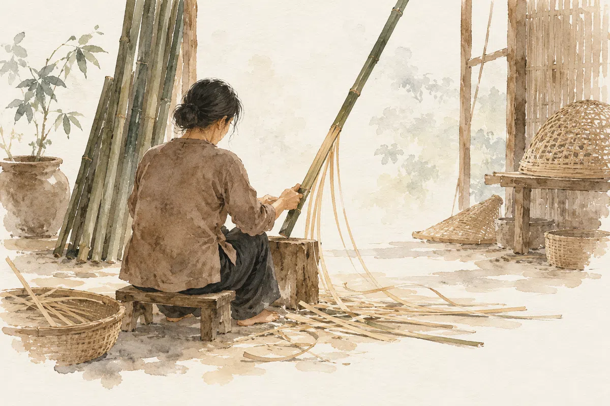 Minh họa người thợ chẻ nan tre