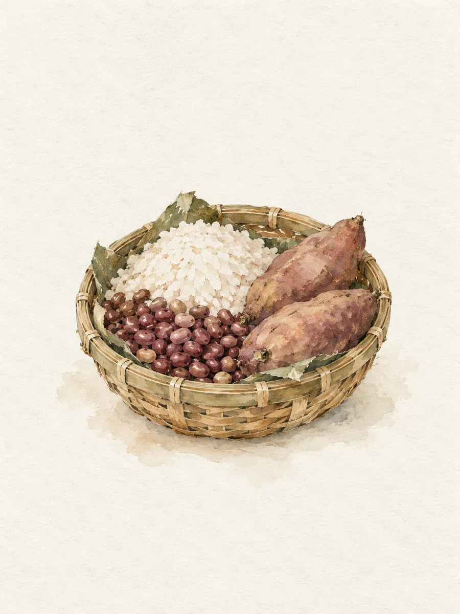 Minh họa nông sản Đại Lộc trong rổ tre
